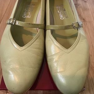 Salvatore Ferragamo flats size 10 light green